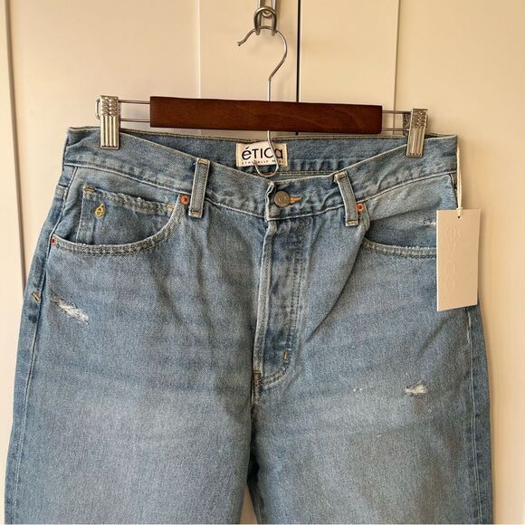 Anthropologie Etica Altin Loose Crop Ithaca Distressed Ripped Jeans Size 29 NWT - Picture 3 of 15